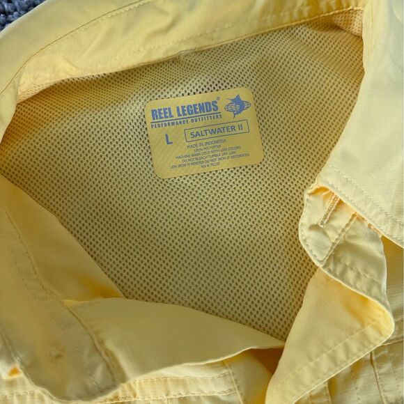 Reel Legends Saltwater II Yellow Fishing Shirt Men’s Large UPF Vented - Picture 4 of 8